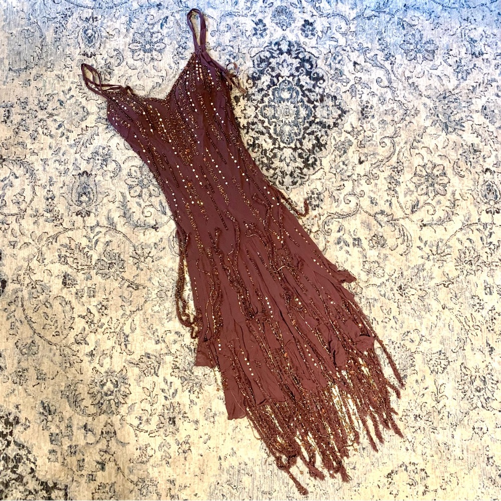 Beaded fringe cocktail dress